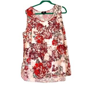 G by Giuliana Pink Floral Sleeveless Stretchy Tank Top Plus Size 1X